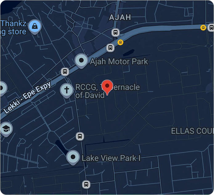 Map showing location near Royal Garden Estate, Ajah